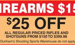 Dunham's Sports RIFLES AND SHOTGUNS offer