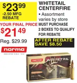Dunham's Sports WHITETAIL CENTERFIRE offer