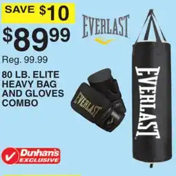 Dunham's Sports 80 LB. ELITE HEAVY BAG AND GLOVES COMBO offer
