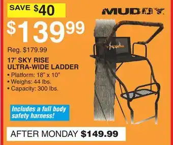 Dunham's Sports 17' SKY RISE ULTRA-WIDE LADDER offer