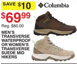 Dunham's Sports COLUMBIA MEN'S TRANSVERSE WATERPROOF OR WOMEN'S TRANSVERSE SUEDE MID HIKERS offer