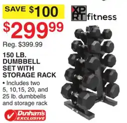 Dunham's Sports 150 LB. DUMBBELL SET WITH STORAGE RACK offer
