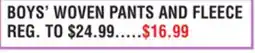 Dunham's Sports BOYS' WOVEN PANTS AND FLEECE offer