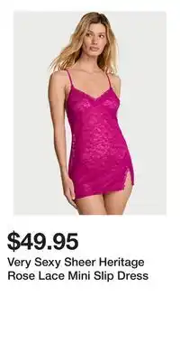 Victoria's Secret Very Sexy Sheer Heritage Rose Lace Mini Slip Dress offer