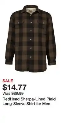 Cabela's RedHead Sherpa-Lined Plaid Long-Sleeve Shirt for Men offer