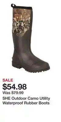 Cabela's SHE Outdoor Camo Utility Waterproof Rubber Boots offer