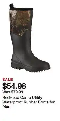 Cabela's RedHead Camo Utility Waterproof Rubber Boots for Men offer