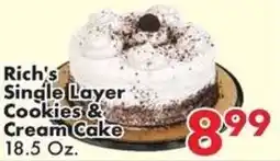 Fairplay Rich's Single Layer Cookies & Cream Cake offer