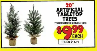 Ollie's 20 ARTIFICIAL TABLETOP TREES offer
