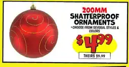 Ollie's 200MM SHATTERPROOF ORNAMENTS offer