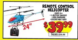 Ollie's REMOTE CONTROL HELICOPTER offer