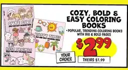 Ollie's COZY, BOLD & EASY COLORING BOOKS offer