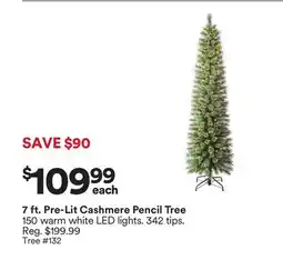 Michaels 7 ft. Pre-Lit cashmere Pencil Tree offer
