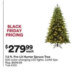 Michaels 7.5 ft. Pre-Lit Hunter Spruce Tree offer