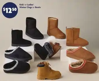 Family Dollar Kids' or Ladies' Winter Clogs or Boots offer