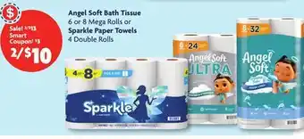 Family Dollar Angel Soft Bath Tissue 6 or 8 Mega Rolls or Sparkle Paper Towels 4 Double Rolls offer