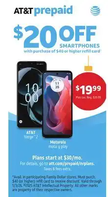 Family Dollar AT&T Verge 2 & Motorola moto g play Smartphones offer