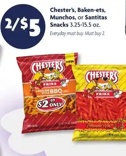 Family Dollar Chester's, Baken-ets, Munchos, or Santitas Snacks offer