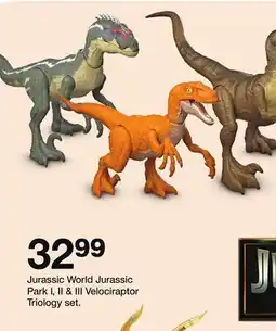 Target Jurassic World Jurassic Park I, II & III Velociraptor Triology set offer