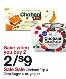Target Chobani Flip & Zero Sugar 4 - ct. yogurt offer