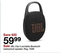 Target JBL Clip 5 portable Bluetooth waterproof speaker offer