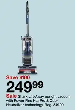 Target Shark Lift-Away upright vacuum with Power Fins HairPro & Odor Neutralizer technology offer