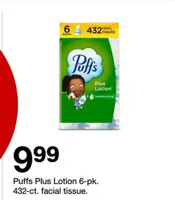 Target Puffs Plus Lotion 6-pk. 432-ct. facial tissue offer