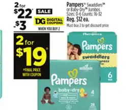 Dollar General Pampers Swaddlers or Baby-Dry offer