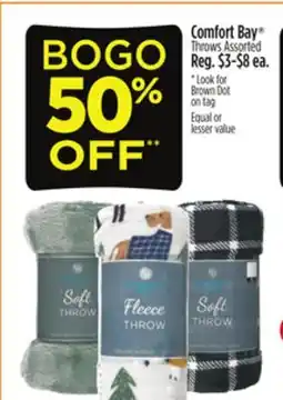 Dollar General Comfort Bay Throws Assorted offer