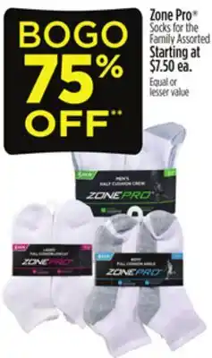 Dollar General Zone Pro Socks for the Family offer
