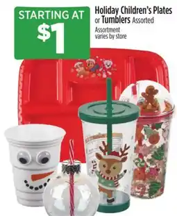 Dollar General Holiday Children's Plates or Tumblers offer