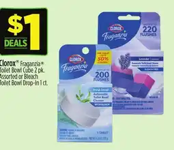 Dollar General Clorox Fraganzia Toilet Bowl Cube 2 pk. Assorted or Bleach Toilet Bowl Drop-In 1 ct offer