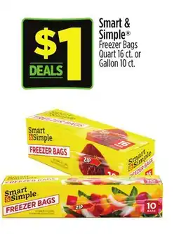 Dollar General Smart & Simple Freezer Bags Quart 16 ct. or Gallon 10 ct offer