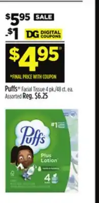 Dollar General Puffs Facial Tissue offer