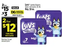Dollar General Luvs Jumbo Diapers offer