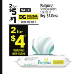 Dollar General Pampers Sensitive Wipes offer