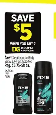 Dollar General Axe Deodorant or Body Spray offer