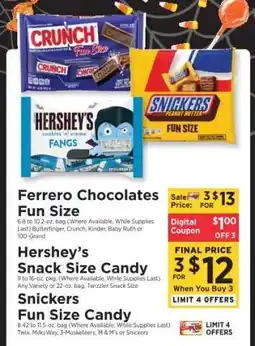 ShopRite Ferrero Chocolates Fun Size offer