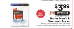 ShopRite Hanes Men's & Women's Socks offer