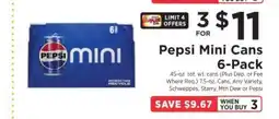 ShopRite Pepsi Mini Cans 6-Pack offer