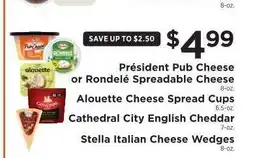 ShopRite President Pub Cheese or Rondele Spreadable Cheese offer