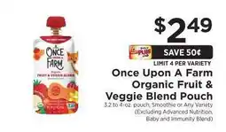 ShopRite Once Upon a Farm Organic Fruit & Veggie Blend Pouch offer