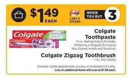 ShopRite Colgate Toothpaste / Colgate ZigZag Toothbrush offer