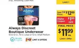 ShopRite Always Discreet Boutique Underwear offer