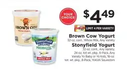 ShopRite Brown Cow Yogurt / Stonyfield Yogurt offer