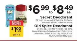ShopRite Secret Deodorant / Old Spice Deodorant offer