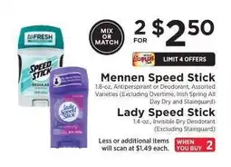 ShopRite Mennen Speed Stick / Lady Speed Stick offer