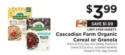 ShopRite Cascadian Farm Organic Cereal or Granola offer