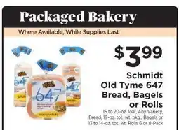 ShopRite Schmidt Old Tyme 647 Bread, Bagels or Rolls offer