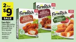 Dollar General Farm Rich Chicken Bites Buffalo Style or BBQ 8 oz. or Mozzarella Sticks 10 oz offer